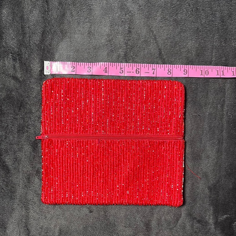 Moyna Red Hand-Beaded Clutch | Bold Textured Statement Bag - Picture 6 of 7